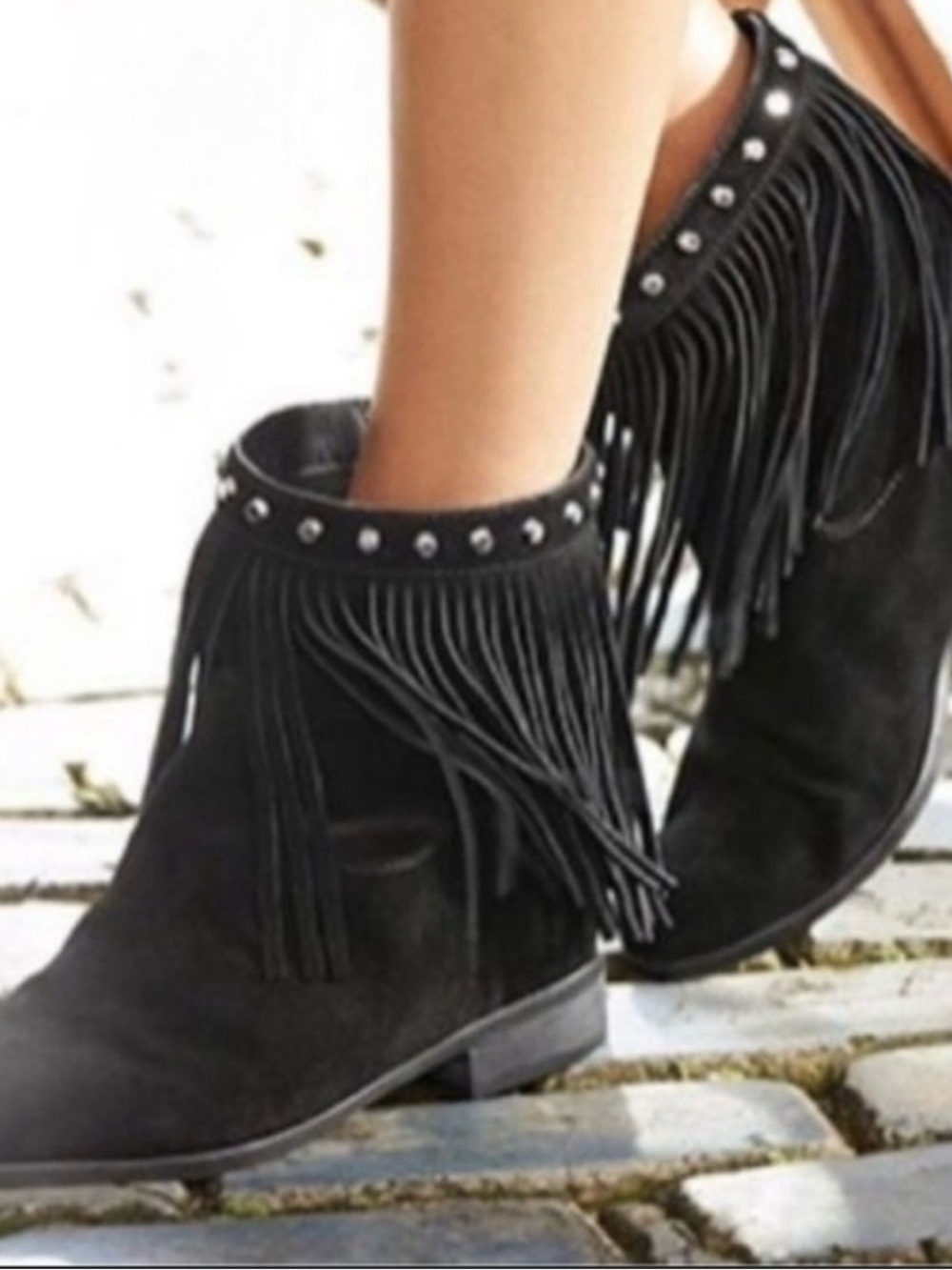Fringe Studded Ankle Boots - Black Michael kors 7 m